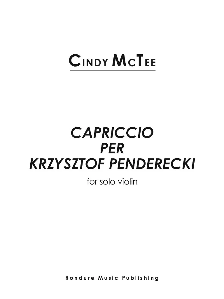 McTee-Capriccio Per Krzysztof Penderecki Vn Solo