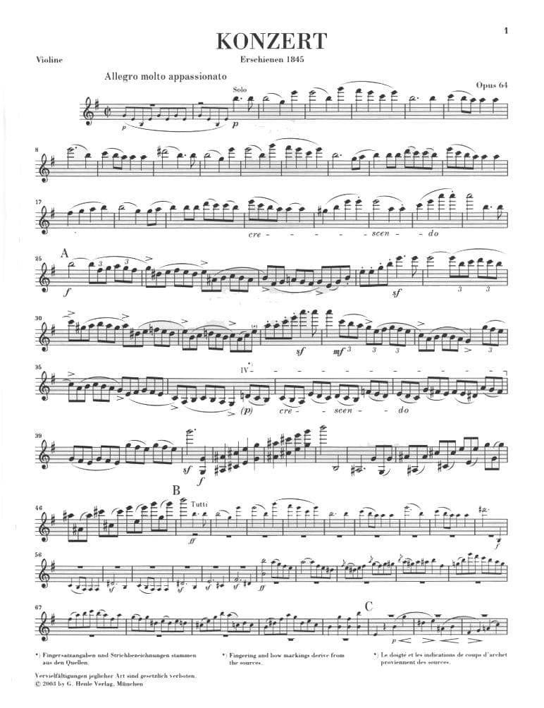Mendelssohn, Felix - Concerto in E Minor, Op 64 - Violin and Piano - edited by Ullrich Scheideler - G Henle Verlag URTEXT - Image 3