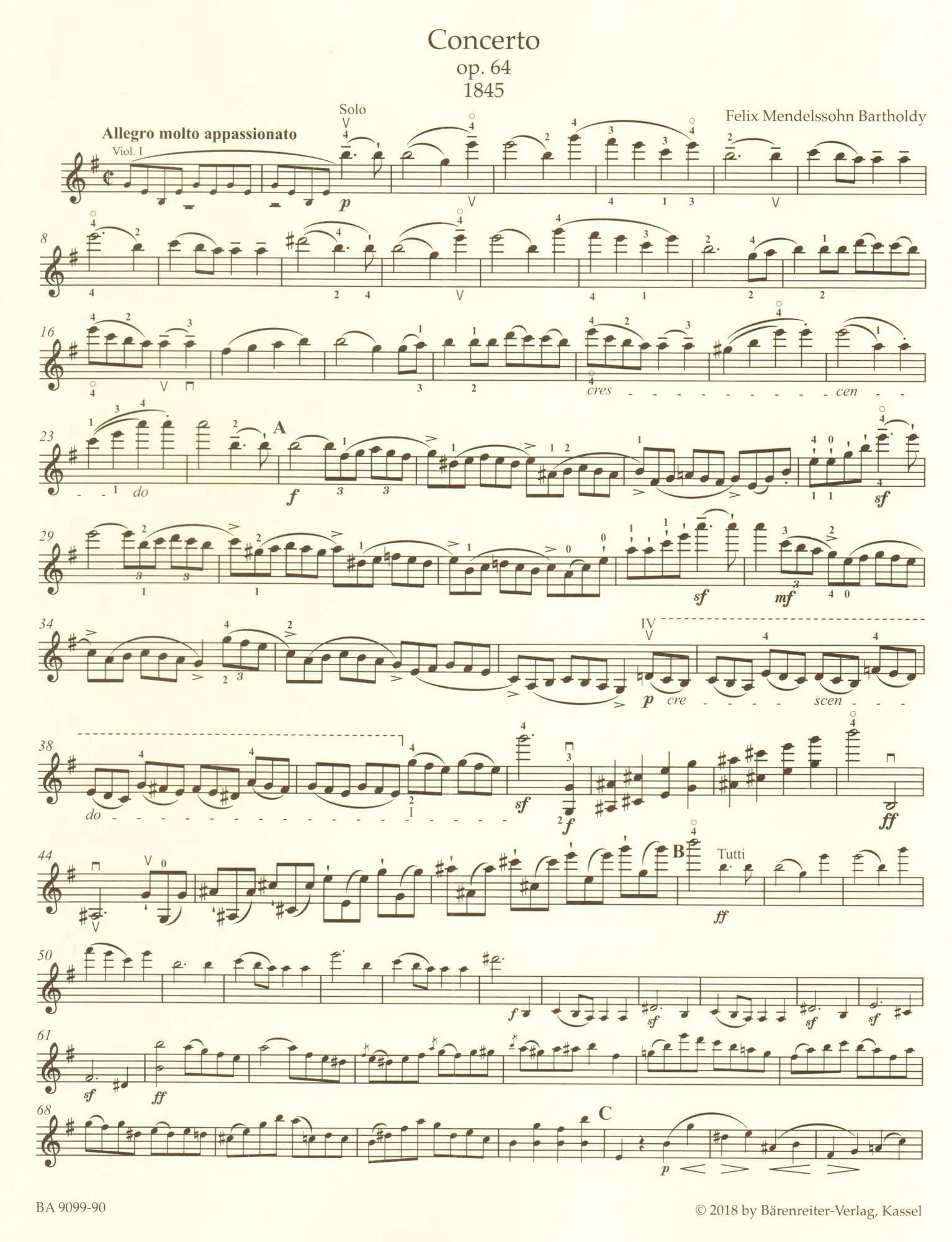 Mendelssohn, Felix - Concerto in E minor, Op 64 - Violin and Piano - Barenreiter Urtext - Image 3