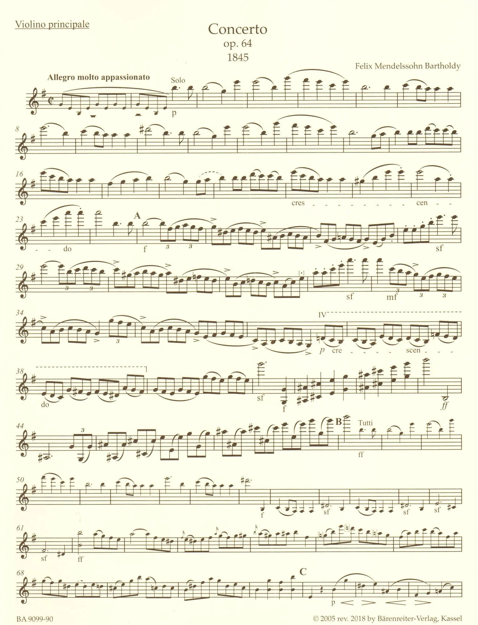 Mendelssohn, Felix - Concerto in E minor, Op 64 - Violin and Piano - Barenreiter Urtext - Image 4