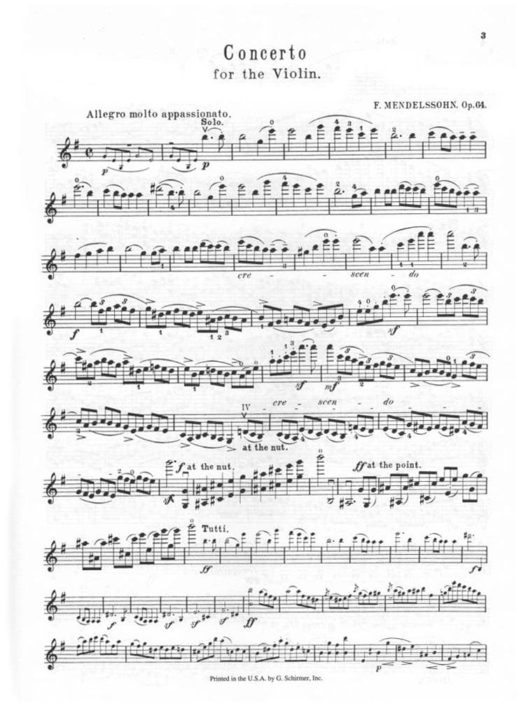 Mendelssohn, Felix - Concerto in E minor, Op 64 - Violin and Piano - edited by Henry Schradieck - G Schirmer Edition - Image 2