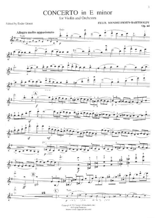 Mendelssohn, Felix - Violin Concerto in E Minor URTEXT w/ Sevcik Studies - arranged by Otakar Sevcik - edited by Endre Granat - Lauren Keiser - Image 2
