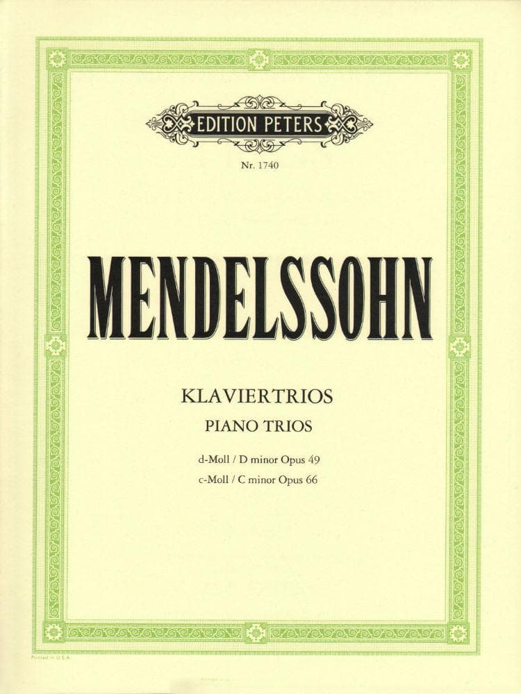 Mendelssohn, Felix - Piano Trios, Op 49 and 66 - Violin, Cello, and Piano - Edition Peters