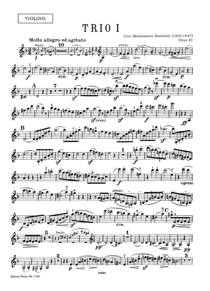Mendelssohn, Felix - Piano Trios, Op 49 and 66 - Violin, Cello, and Piano - Edition Peters - Image 2