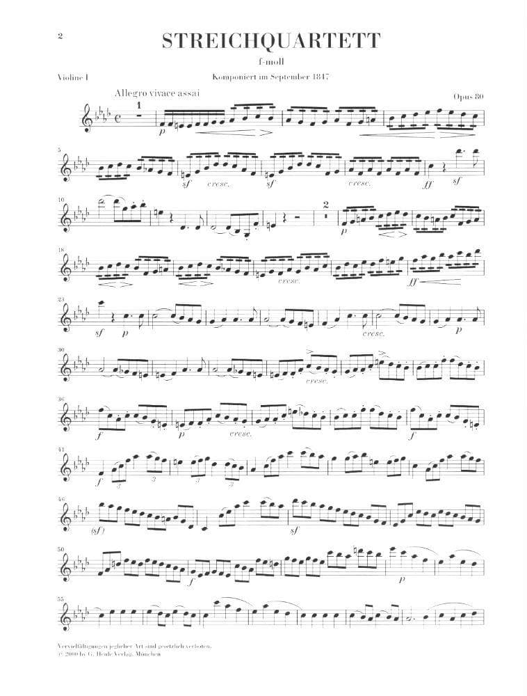 Mendelssohn, Felix - String Quartet in f minor, Op post 80 - Two Violins, Viola, and Cello - G Henle Verlag URTEXT - Image 2