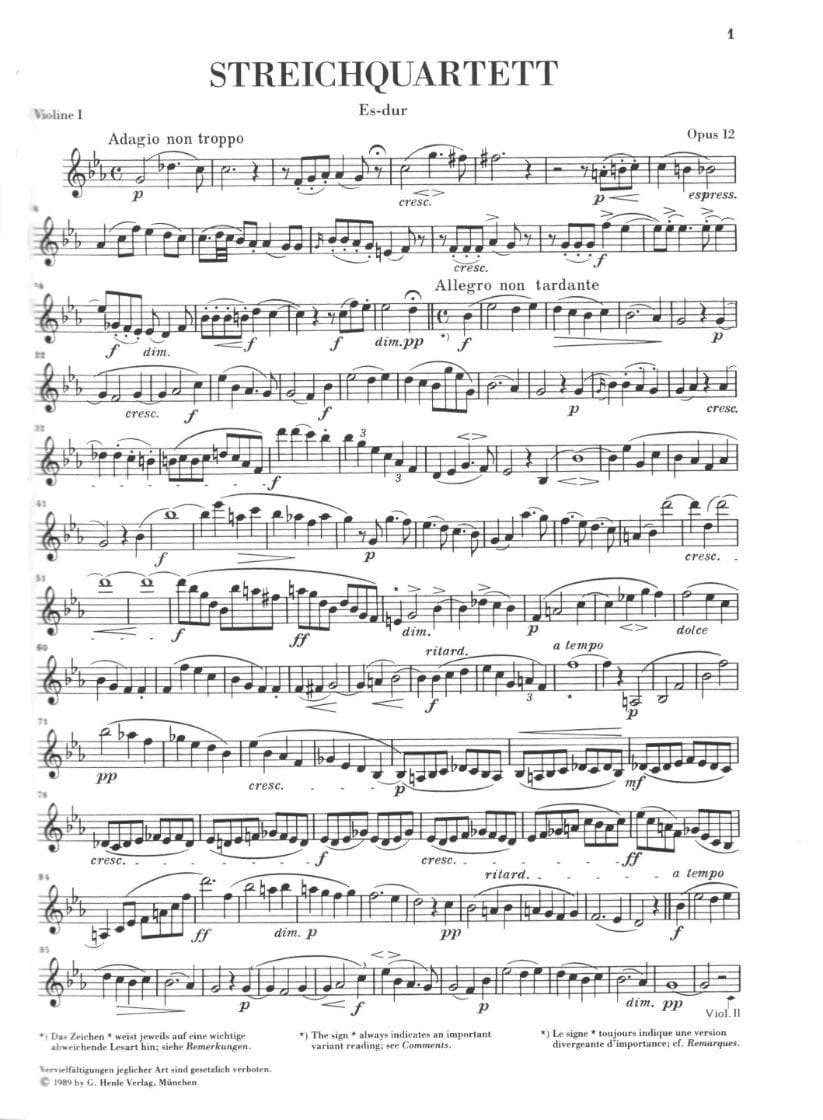 Mendelssohn, Felix - String Quartets, Op 12 and 13 - Two Violins, Viola, and Cello - G Henle Verlag URTEXT - Image 2