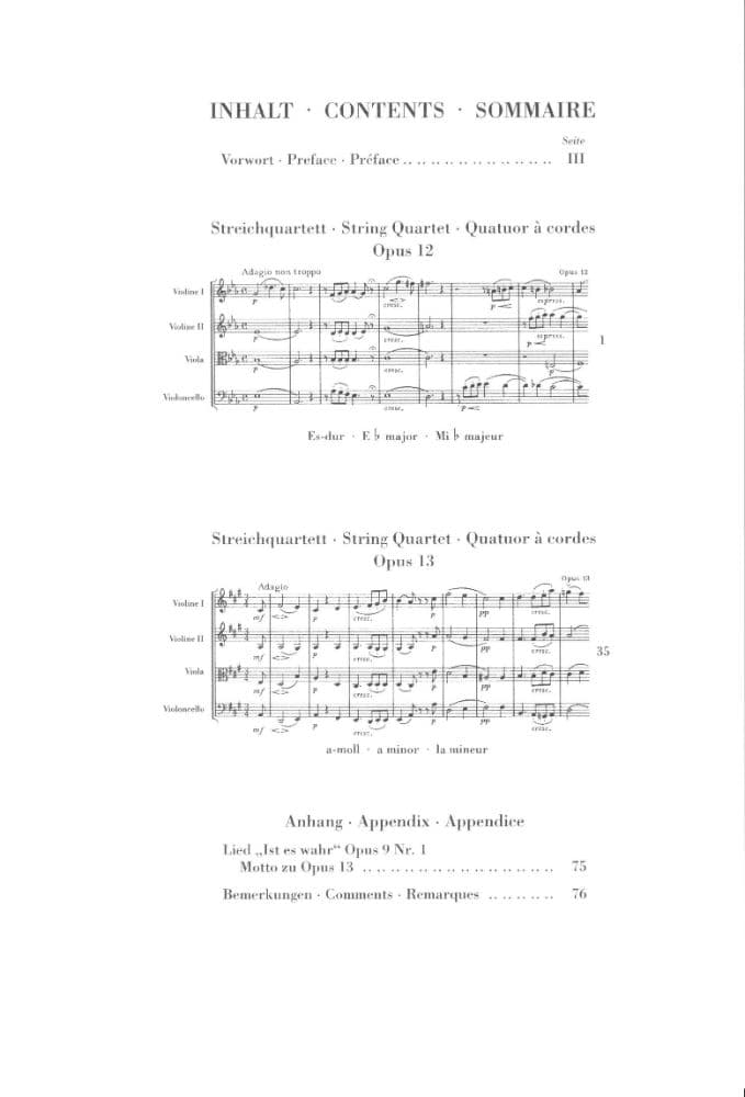 Mendelssohn, Felix - String Quartets, Op 12 and 13 - Study Score - G Henle Verlag - URTEXT - Image 2