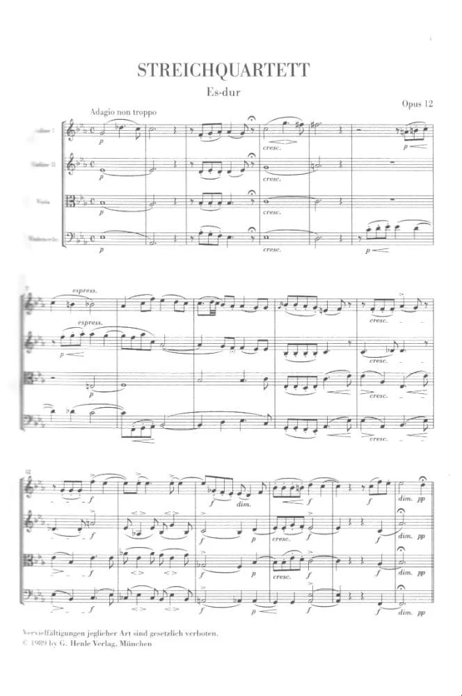Mendelssohn, Felix - String Quartets, Op 12 and 13 - Study Score - G Henle Verlag - URTEXT - Image 3