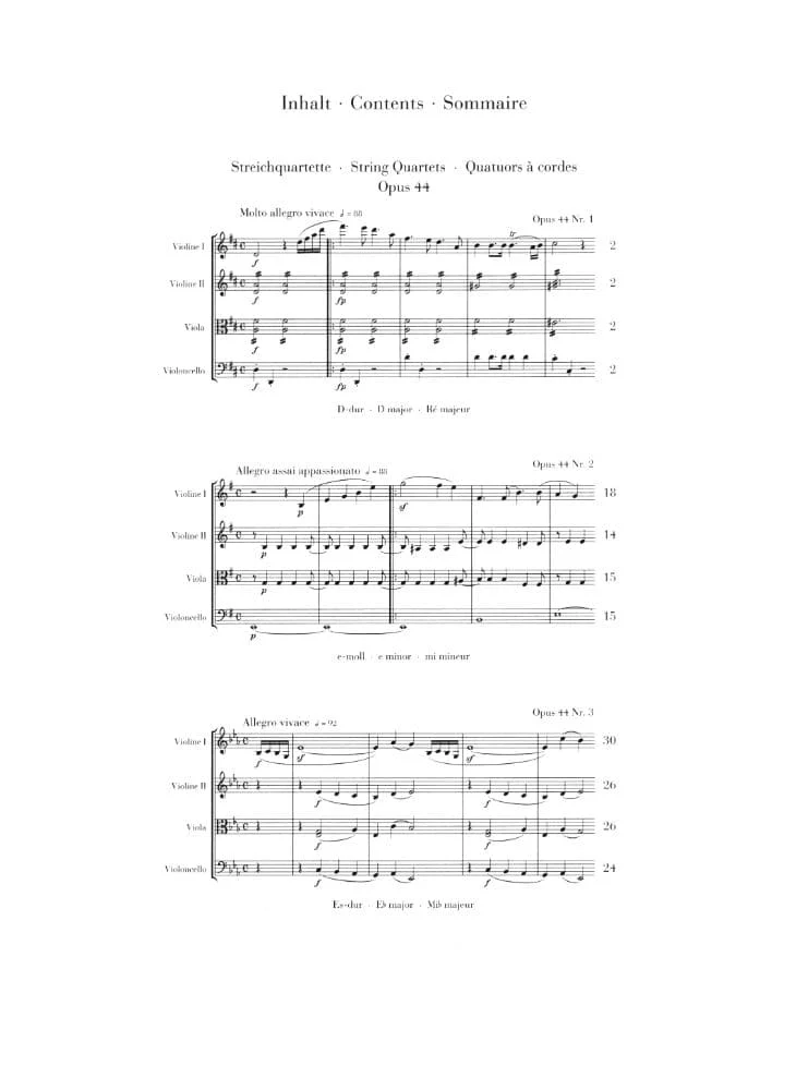 Mendelssohn, Felix - String Quartets, Op 44, Nos 1-3 - Two Violins, Viola, and Cello - G Henle Verlag URTEXT - Image 2