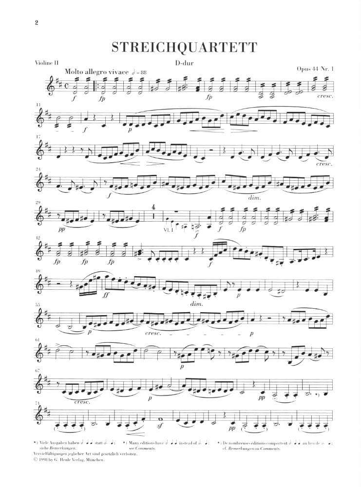 Mendelssohn, Felix - String Quartets, Op 44, Nos 1-3 - Two Violins, Viola, and Cello - G Henle Verlag URTEXT - Image 3