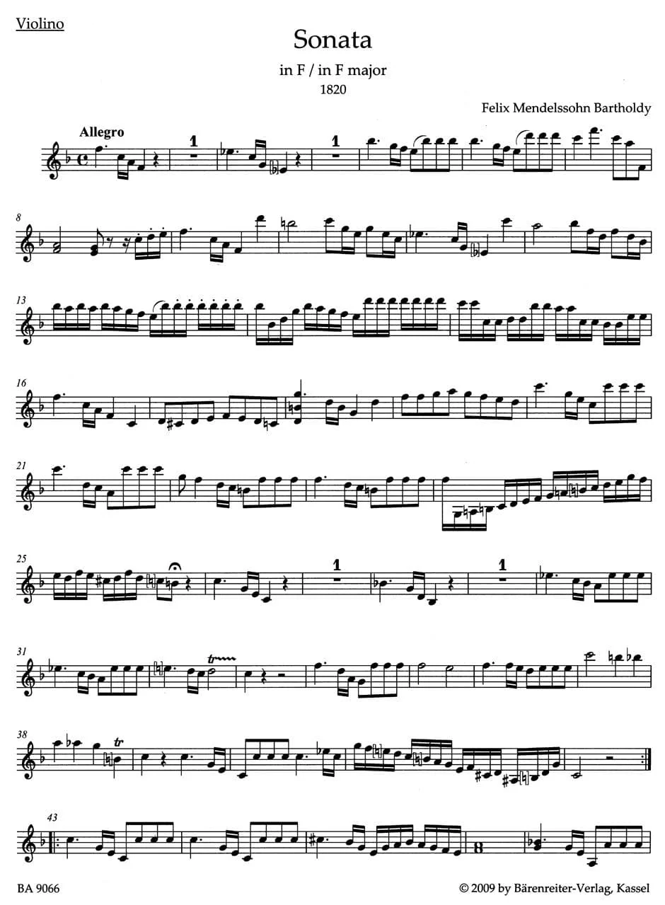 Mendelssohn, Felix - Sonatas for Violin and Pianoforte - Violin and Piano - Bärenreiter Verlag URTEXT - Image 3