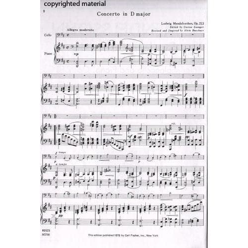 Mendelssohn, Ludwig - Student Concerto in D Major, Op 213 - Cello and Piano - Carl Fischer Edition - Image 2
