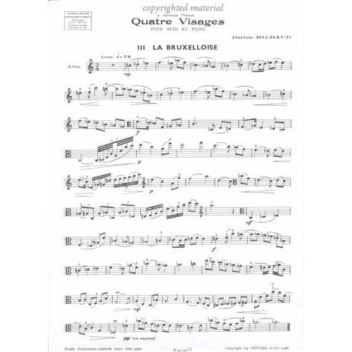 Milhaud, Darius - Four Visages: No 3 ("La Bruxelloise") - Viola and Piano - Editions Musicales Alphonse Leduc - Image 2