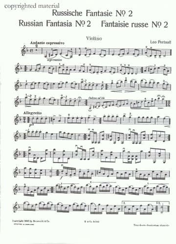 Portnoff, Leo - Russian Fantasia No 2 in D Minor - Violin and Piano - Bosworth - Image 2