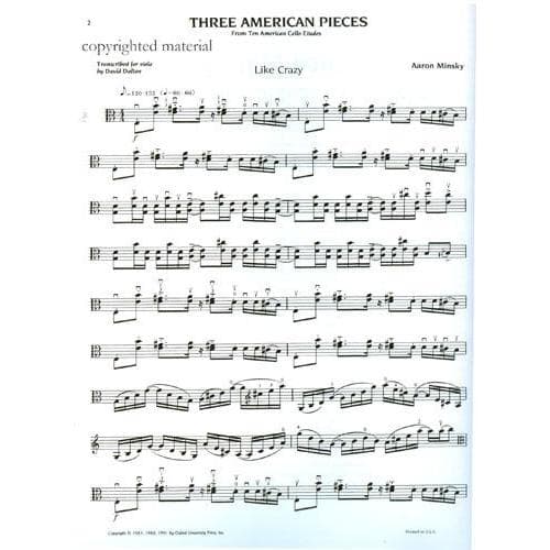 Minsky, Aaron - Three American Pieces - Viola Solo - transcribed by David Dalton - Oxford University Press - Image 3