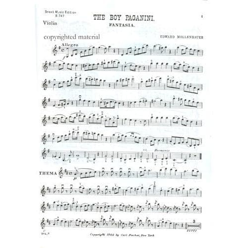 Mollenhauer, Edward - The Boy Paganini - Violin and Piano - Carl Fischer - Image 2