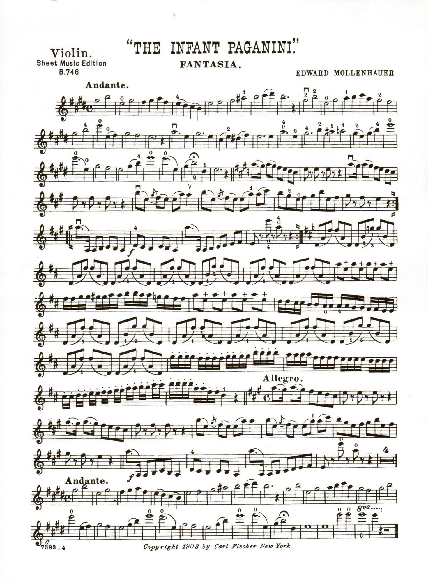 Mollenhauer, Edward - The Infant Paganini (Fantasia) - Violin and Piano - Carl Fischer Edition - Image 2