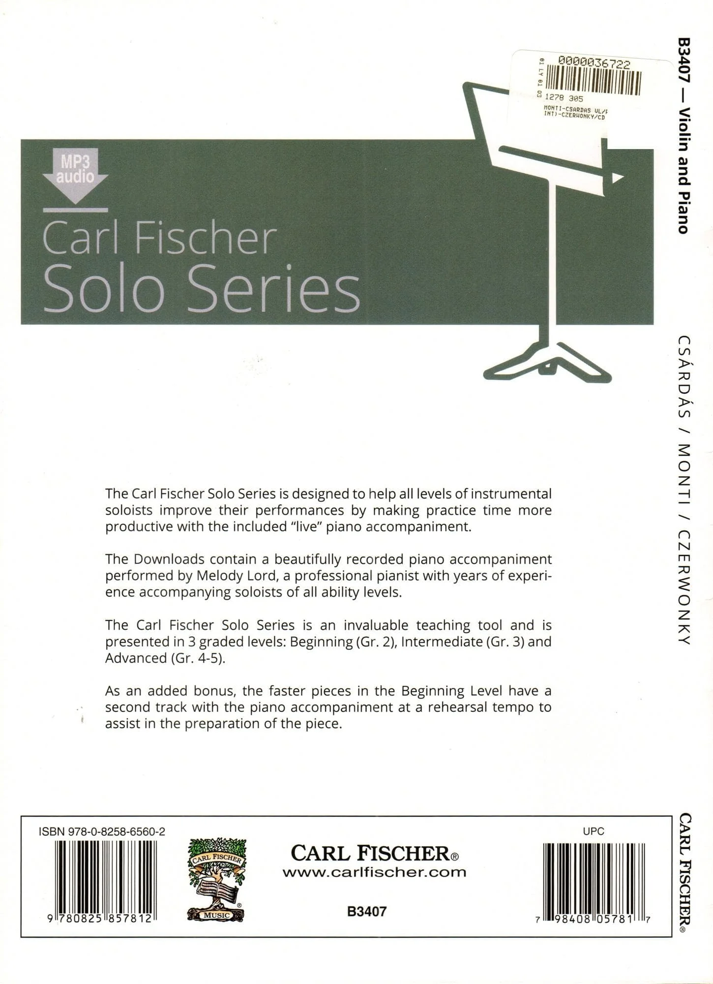 Monti, Vittorio - Csárdás - Violin and Piano - Book/Online Audio - edited by Richard Czerwonky - Carl Fischer Edition - Image 4