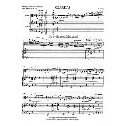 Monti, Vittorio - Czardas - Viola and Piano - transcribed by Alan Arnold - Viola World Publications - Image 2
