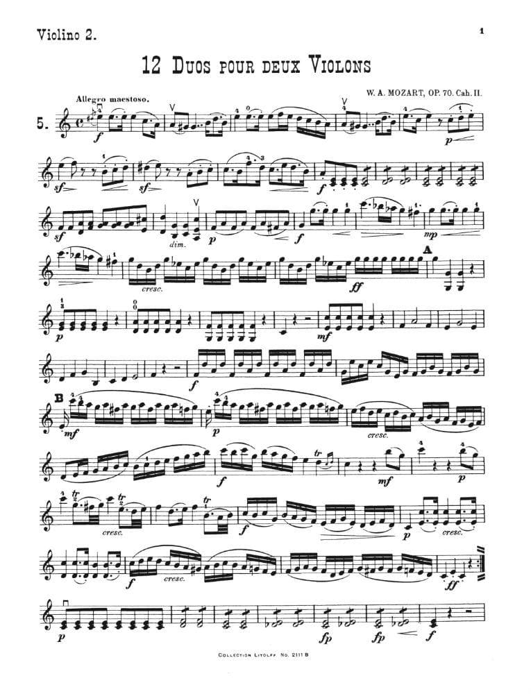 Mozart, WA - 12 Duos, Op 70 (K 152): Volume 2 (Nos 5-8) - Two Violins - Litloff Edition (Peters) - Image 2