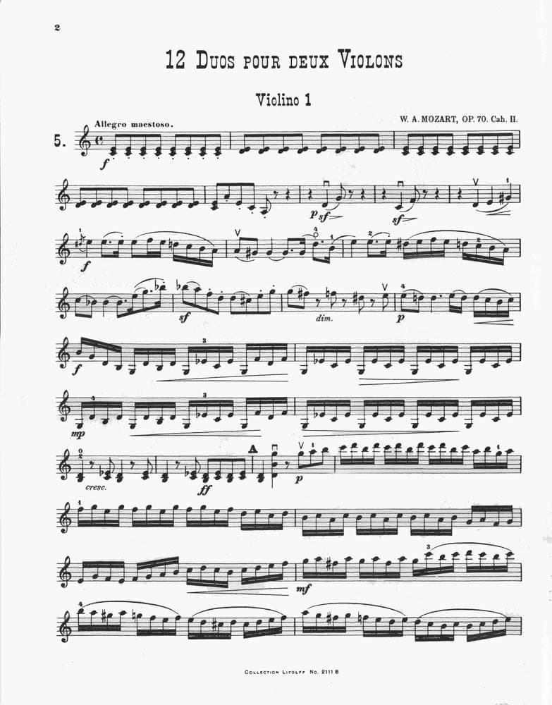 Mozart, WA - 12 Duos, Op 70 (K 152): Volume 2 (Nos 5-8) - Two Violins - Litloff Edition (Peters) - Image 3