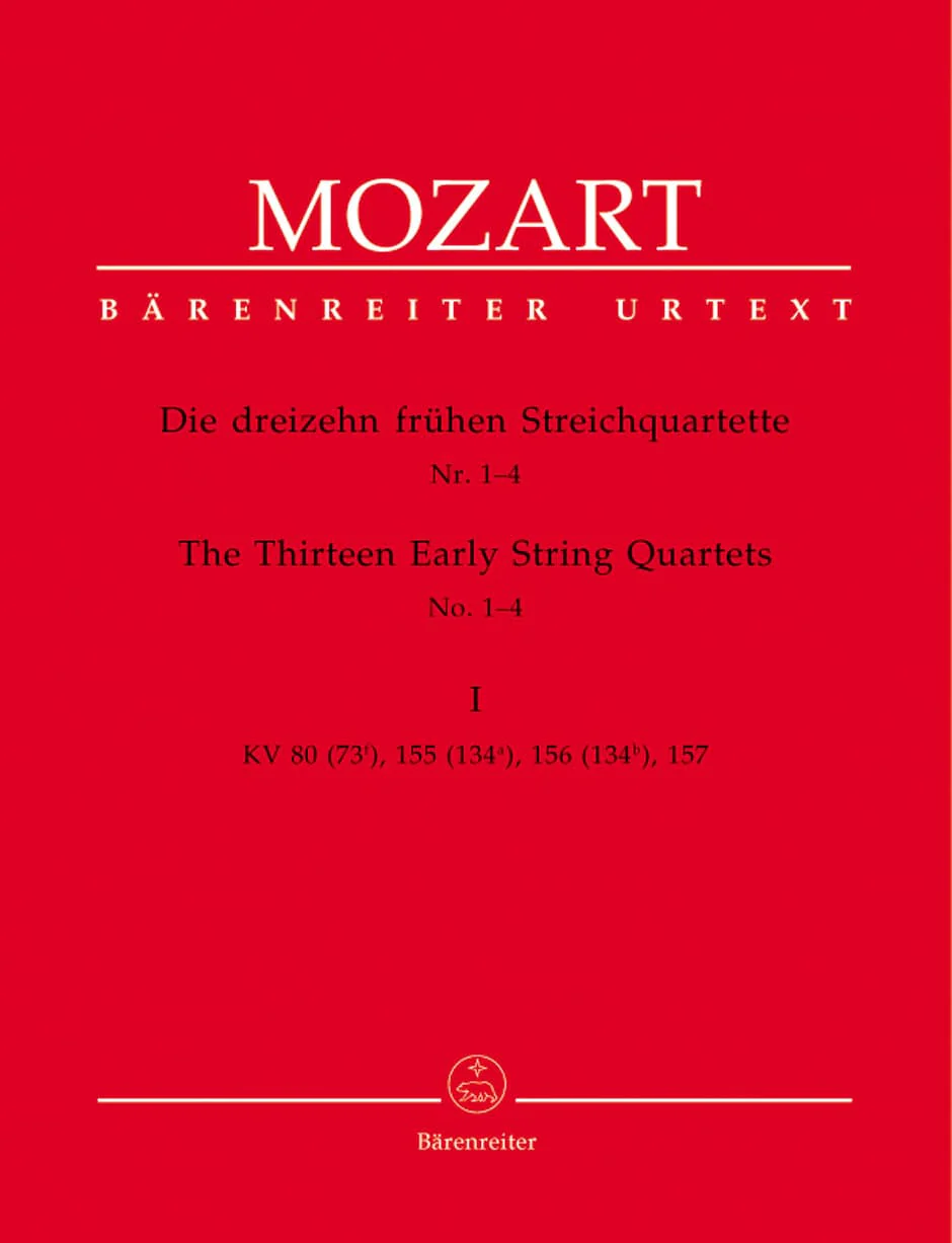 Mozart, WA - 13 Early String Quartets, Volume 1: Nos 1-4 (K 80, 155-157) - Two Violins, Viola, and Cello - Bärenreiter Verlag URTEXT