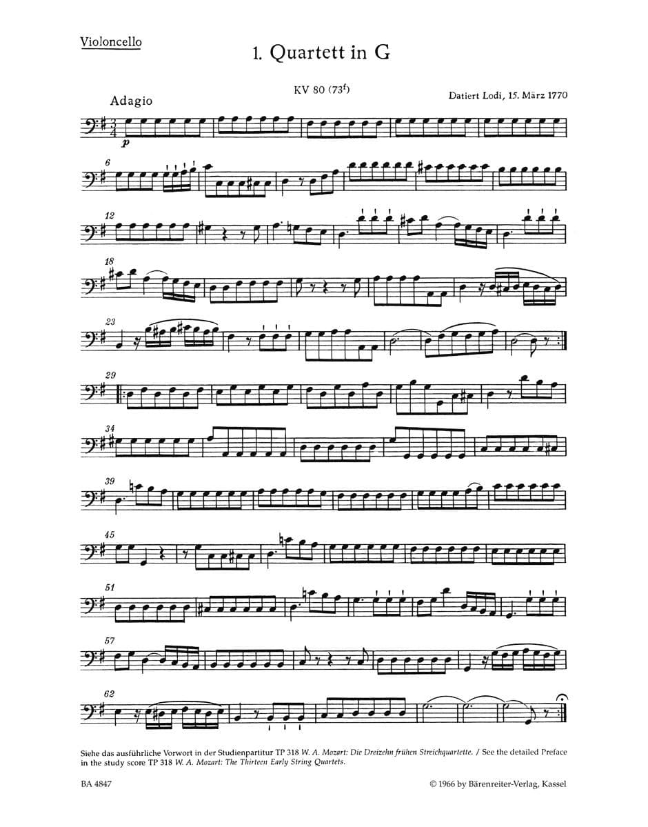 Mozart, WA - 13 Early String Quartets, Volume 1: Nos 1-4 (K 80, 155-157) - Two Violins, Viola, and Cello - Bärenreiter Verlag URTEXT - Image 3