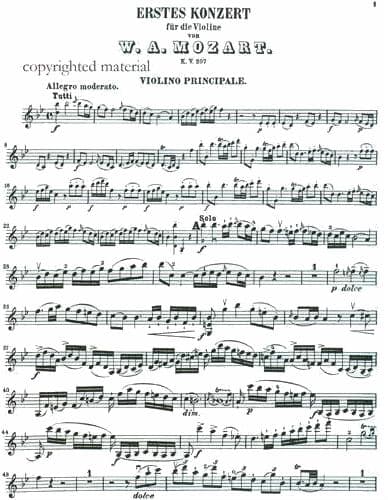 Mozart, WA - Concerto No 1 in B-flat Major, K 207 - Violin and Piano - Kalmus Edition - Image 2