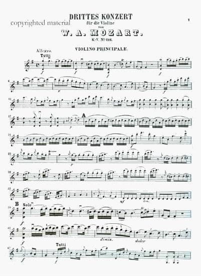 Mozart, WA - Concerto No 3 in G Major, K 216 - Violin and Piano - Kalmus Edition - Image 3
