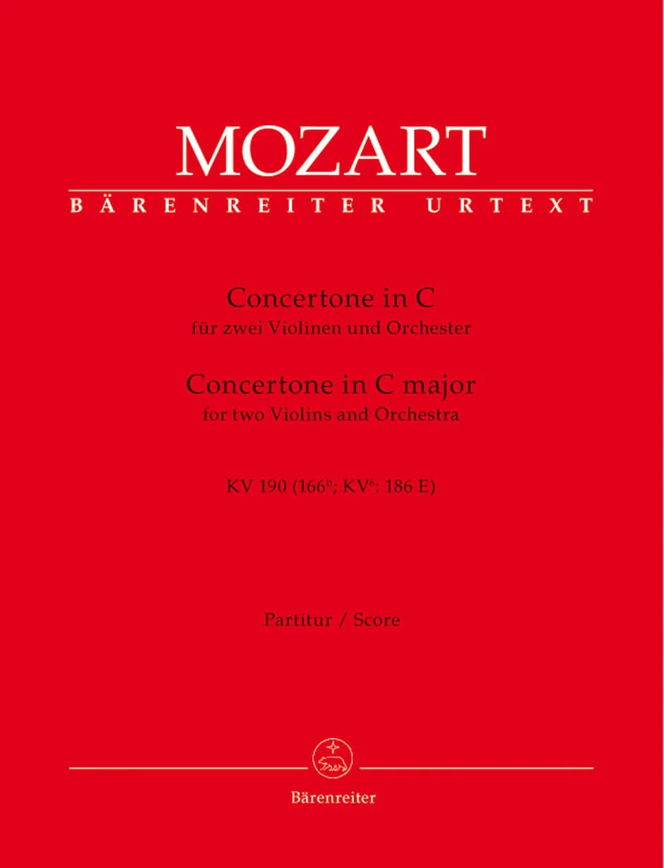 Mozart, WA - Concertone for Two Violins and Orchestra in C Major, K 190 - SCORE ONLY - Bärenreiter Verlag URTEXT