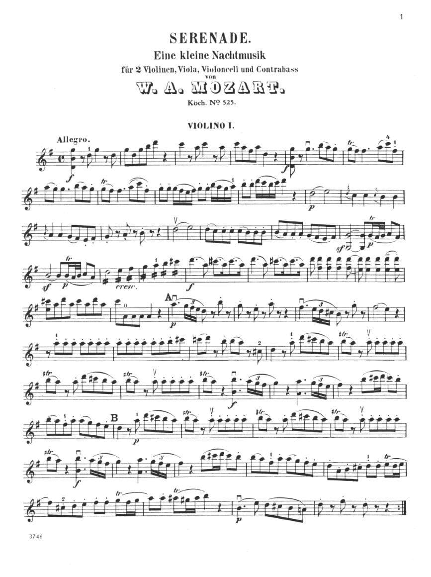 Mozart, WA - Eine Kleine Nachtmusik, K 525 - String Quartet - Score and Parts - Kalmus Edition - Image 2
