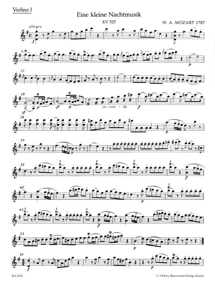 Mozart, WA - Eine Kleine Nachtmusik, K 525 - String Quartet - edited by Karl Heinz Füssl and Ernst Fritz Schmid - Bärenreiter Verlag URTEXT - Image 2