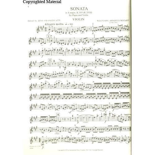Mozart, WA - Nineteen Sonatas (Complete) - Violin and Piano - edited by Zino Francescatti - International Music Co - Image 3