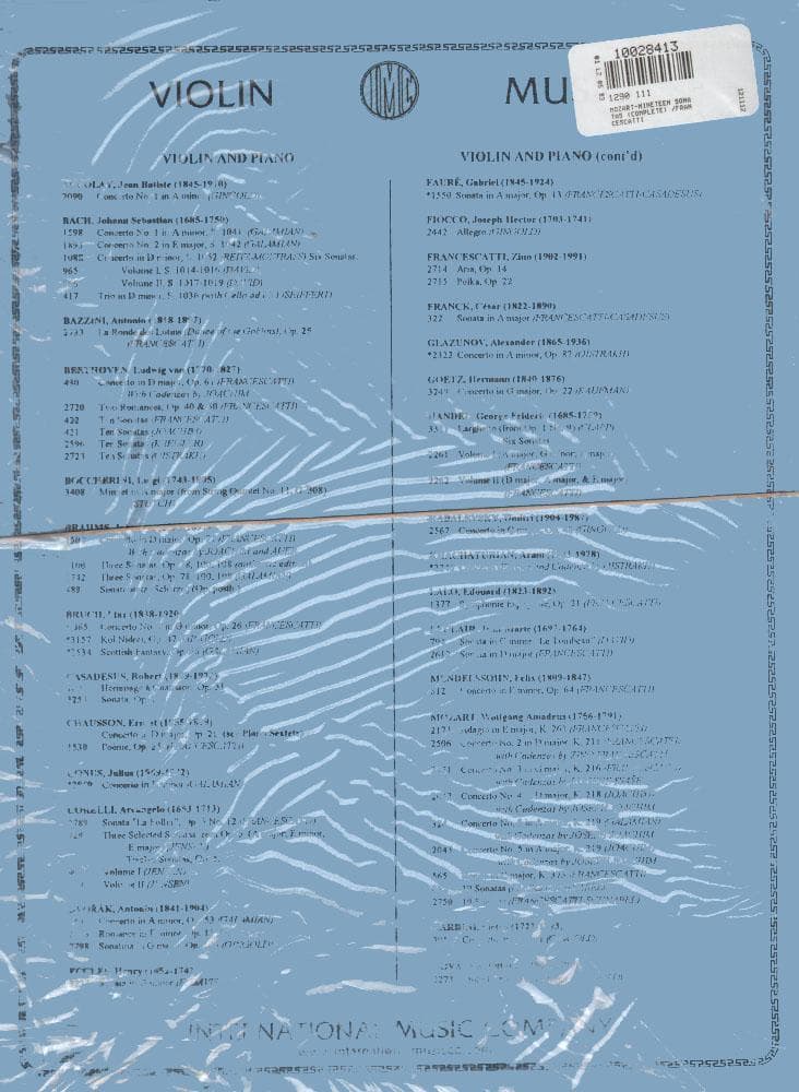 Mozart, WA - Nineteen Sonatas (Complete) - Violin and Piano - edited by Zino Francescatti - International Music Co - Image 4