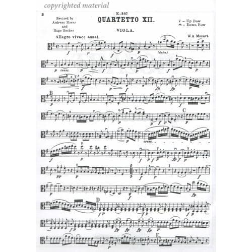 Mozart, WA - Quartets, Volume 1: Ten Famous Quartets - Two Violins, Viola, and Cello - edited by Andreas Moser and Hugo Becker - Kalmus Edition - Image 4