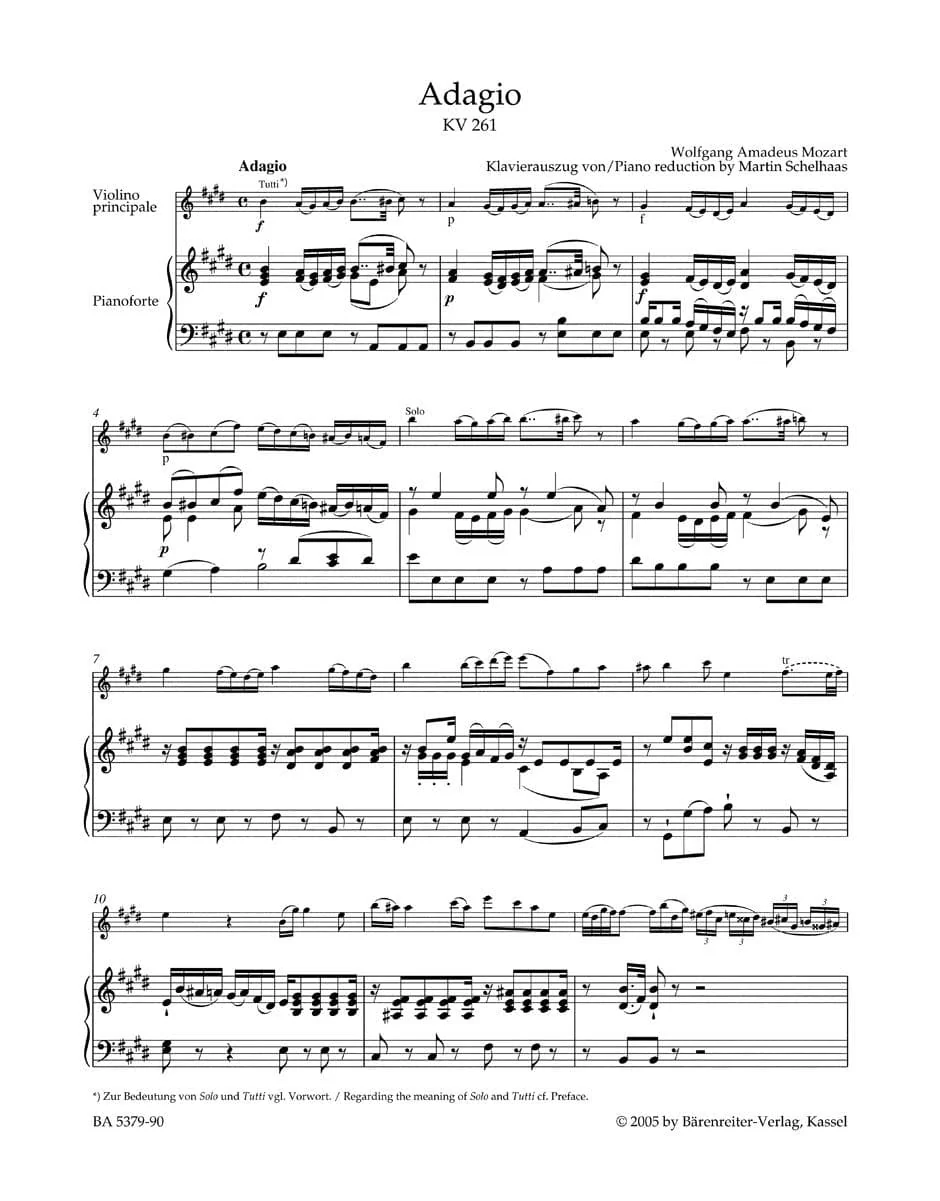 Mozart, WA - Single Movements for Violin and Orchestra, K 261, 269, 373 - Violin and Piano - edited by Christoph Hellmut Mahling - Bärenreiter Verlag URTEXT - Image 2