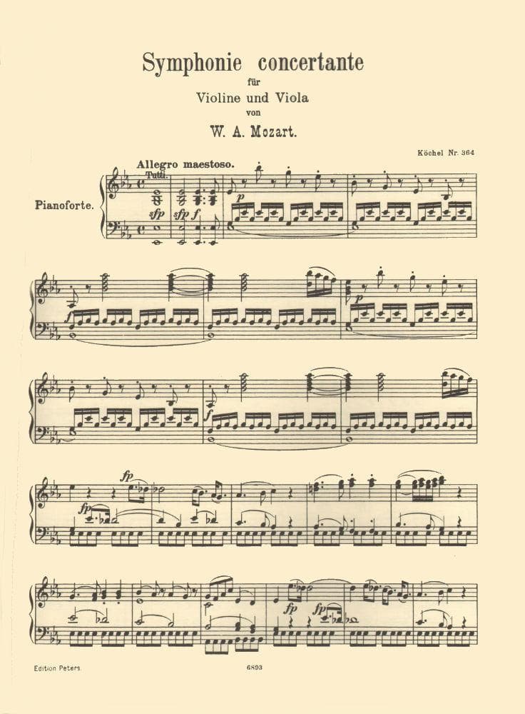 Mozart, WA - Sinfonia Concertante in E-flat Major, K 364 - Violin and Viola with Piano - edited by Carl Herrmann - Edition Peters - Image 2