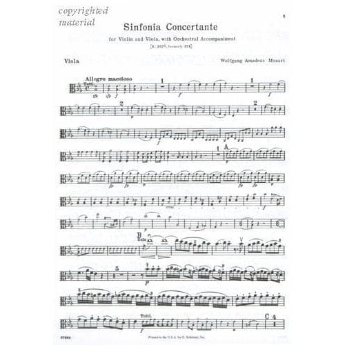 Mozart, WA - Sinfonia Concertante, K 364 - Violin, Viola and Piano - G Schirmer Edition - Image 3