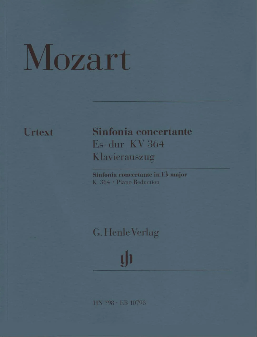 Mozart, WA - Sinfonia Concertante in E-flat Major, K 364 - Violin and Viola with Piano - edited by Wolf-Dieter Seiffert - G Henle Verlag URTEXT