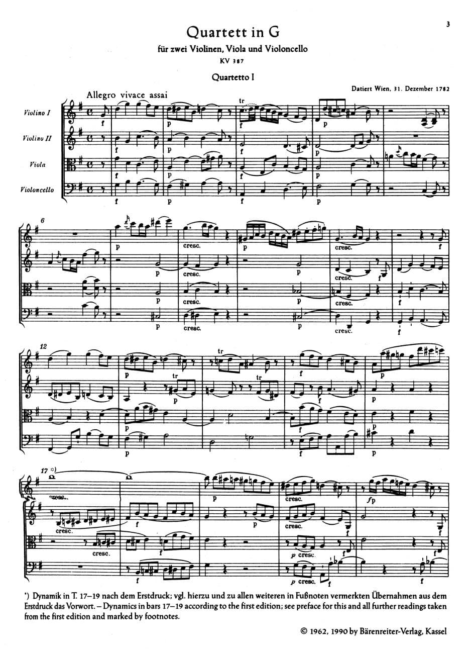 Mozart - Ten Celebrated String Quartets - Barenreiter URTEXT - Study Score Only - Image 2