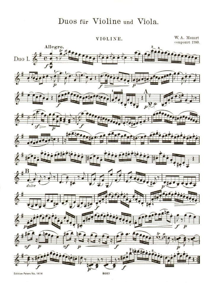 Mozart, WA - Duos, K 423 and 424 - Violin and Viola - edited by Hermann - Edition Peters - Image 2