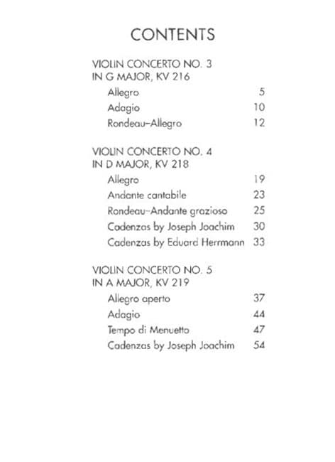 Mozart, WA - Violin Concertos Nos 3, 4, and 5 (K 216, 218, 219) - Violin and Piano - edited by Franko, Herrmann, and Joachim - G Schirmer Edition - Image 2