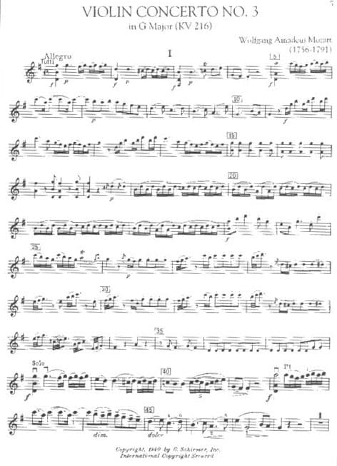 Mozart, WA - Violin Concertos Nos 3, 4, and 5 (K 216, 218, 219) - Violin and Piano - edited by Franko, Herrmann, and Joachim - G Schirmer Edition - Image 3