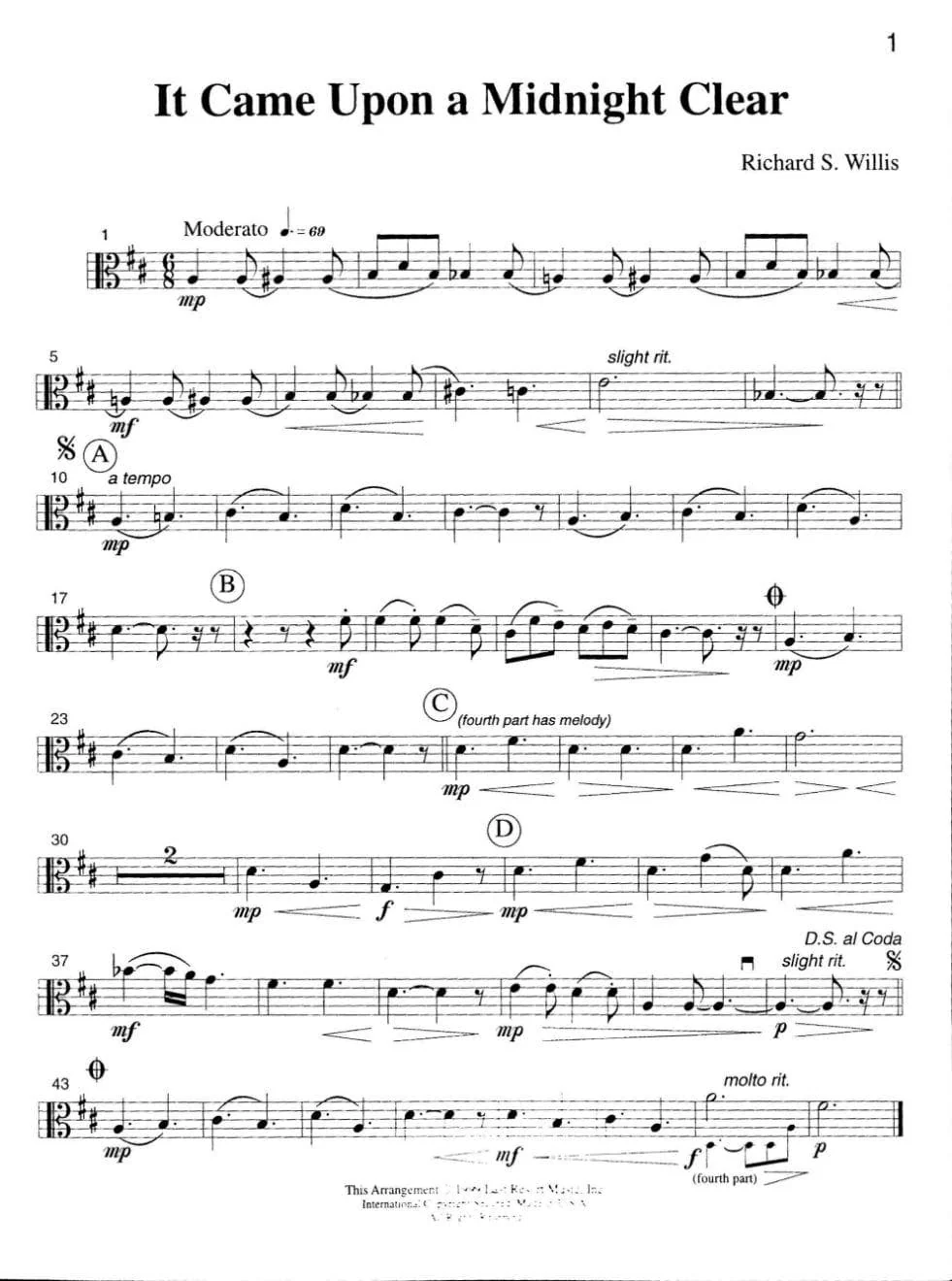 Music for Four: Traditional Christmas Favorites - Part 3 (Viola) - arranged by Daniel Kelley - Last Resort Music - Image 3
