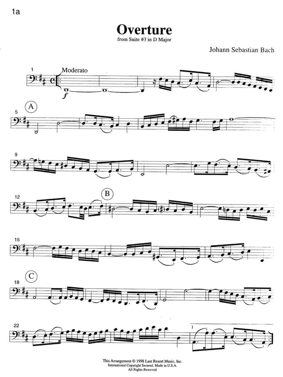 Music for Four, Volume 1 - Part 4 (Cello/Basoon) - arranged by Daniel Kelley - Last Resort Music - Image 3