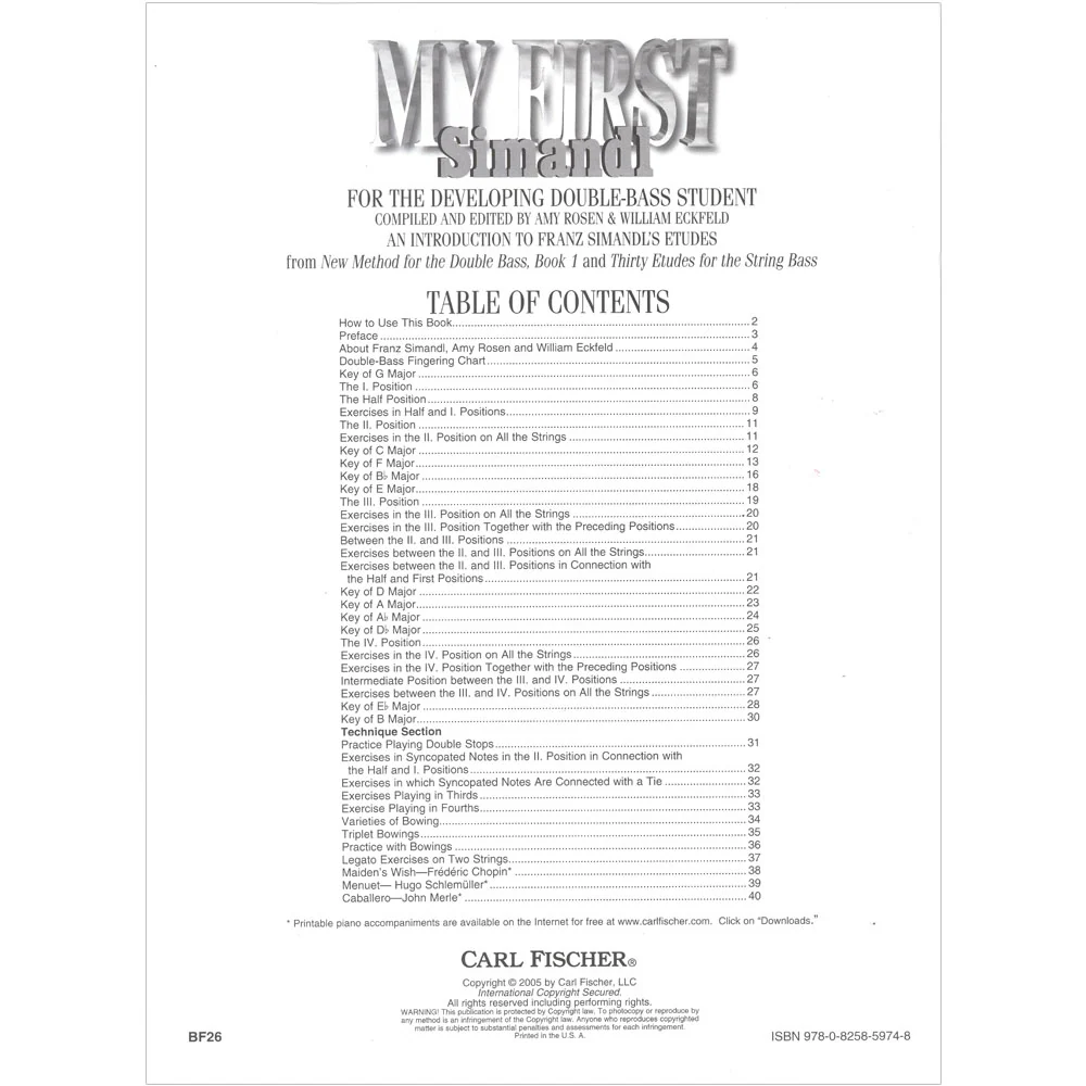 My First Simandl: An Introduction to Franz Simandl's Etudes - Double Bass - Carl Fischer - Image 2