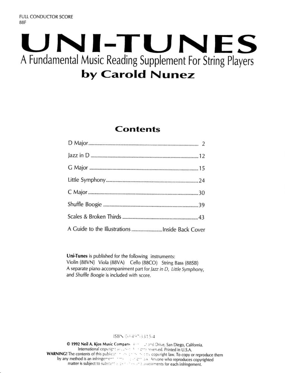 Nunez, Carlos - Uni-Tunes, Full Score Published by Neil A Kjos Music Company - Image 2