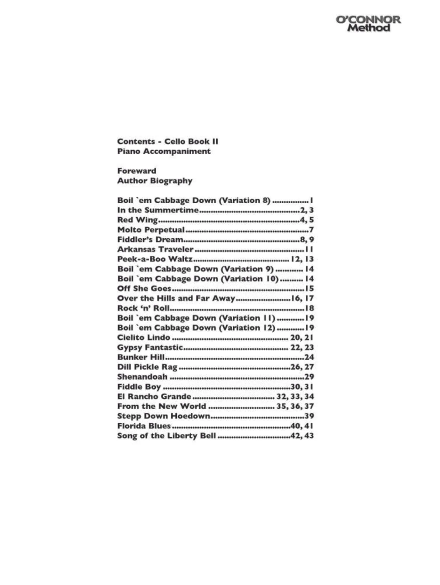 O'Connor Cello Method Book II - Piano Accompaniment - Digital Download - Image 2