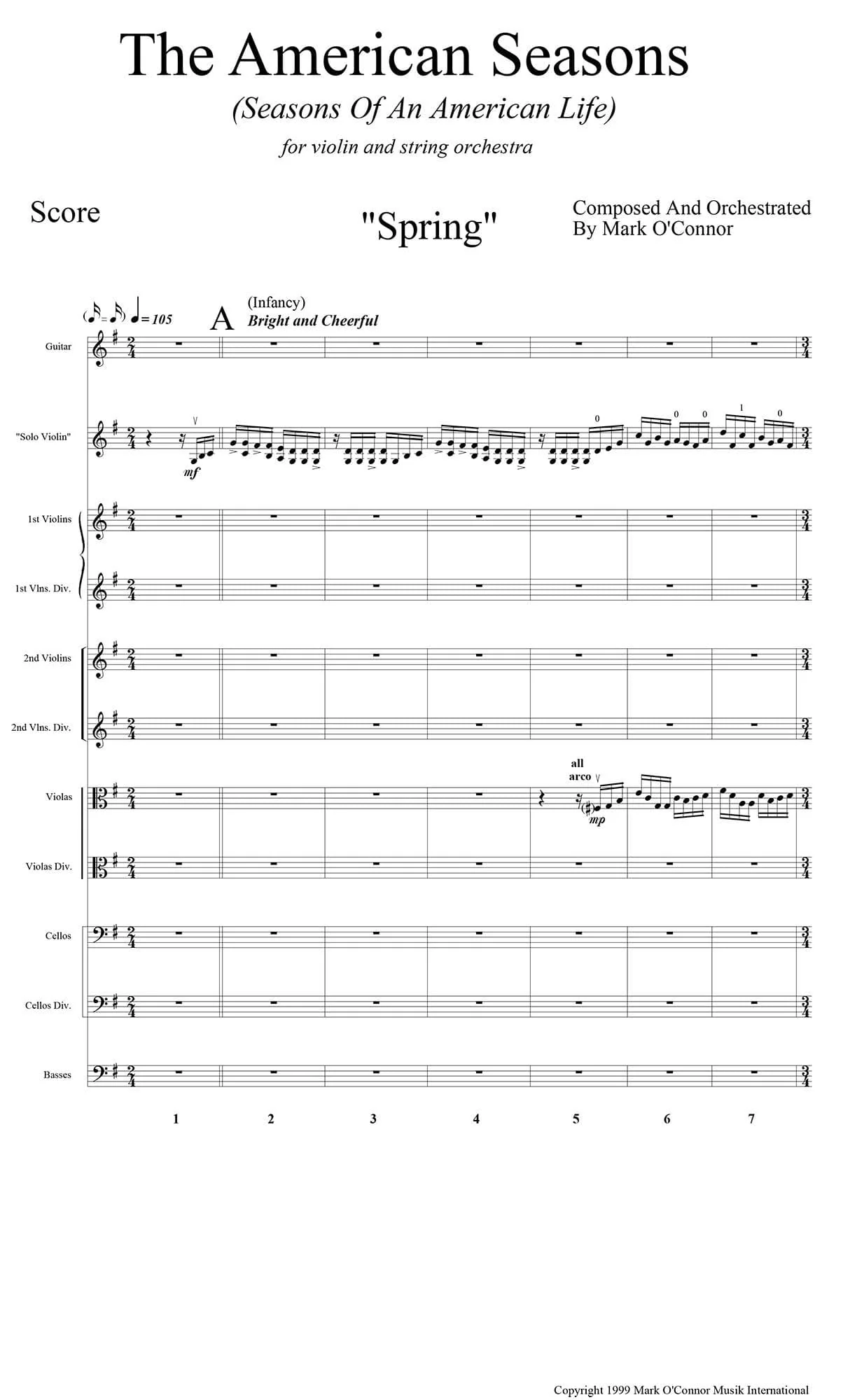 O'Connor, Mark - American Seasons for Violin and String Orchestra - Score - Digital Download - Image 2