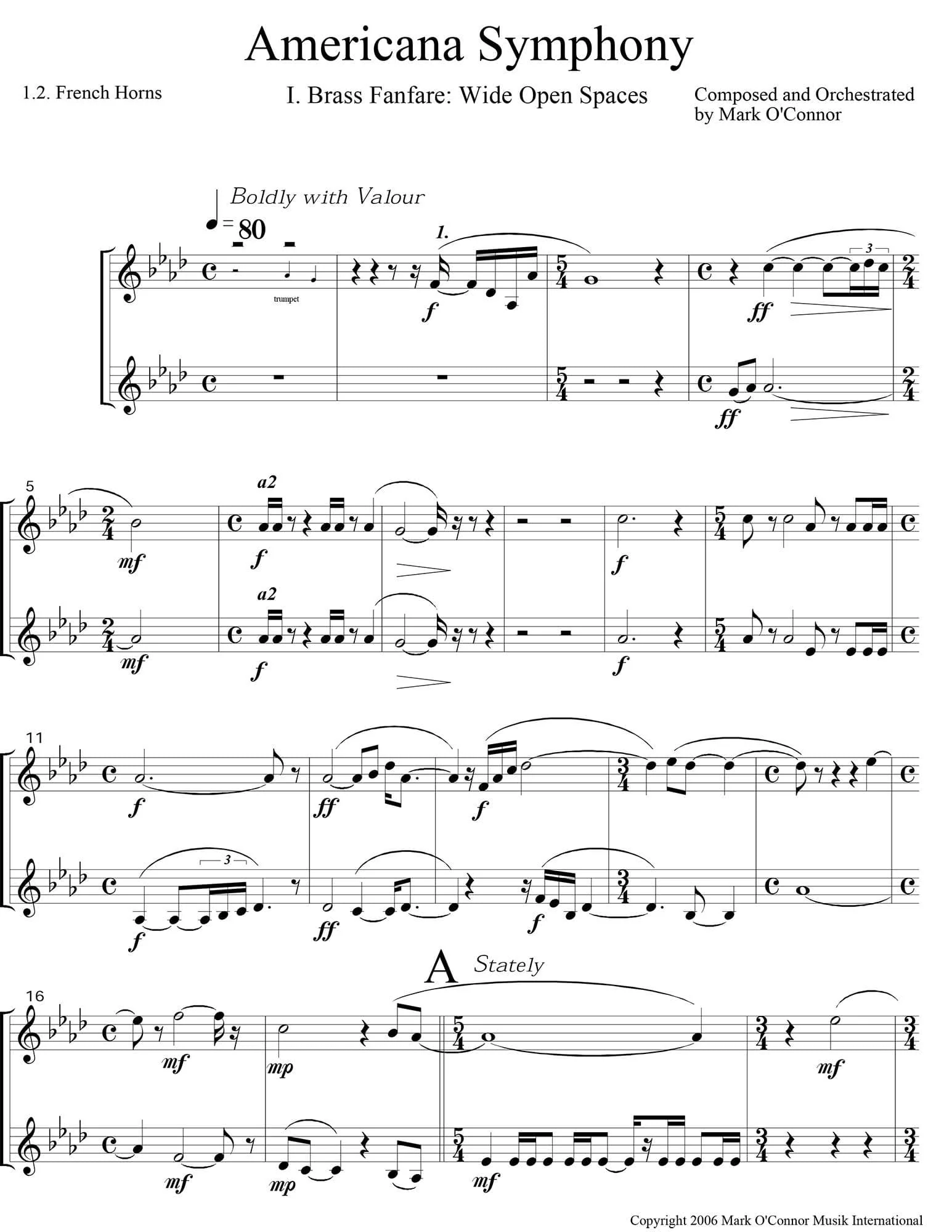 O'Connor, Mark - Americana Symphony "Variations on Appalachia Waltz" - Brass Parts - Digital Download - Image 3